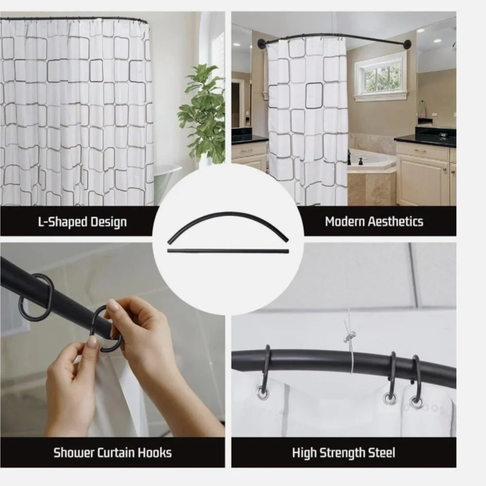 NEW Bolt Dropper Clawfoot Tub Shower Rod Elegant Steel Curtain Rod for Bathroom
